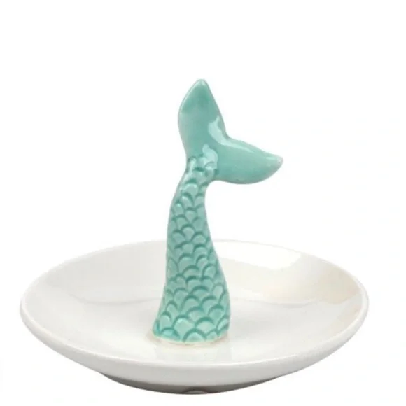 Decorative Ceramic Mermaid Ring Tray NWT Green - Picture 1 of 3